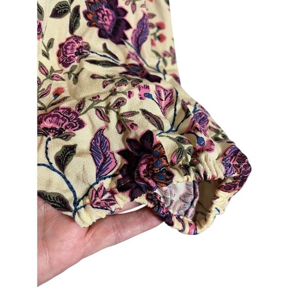 Torrid Floral Boho Top 3X Yellow Hippie Indie Western Peasant Retro Feminine 80s - Picture 3 of 10